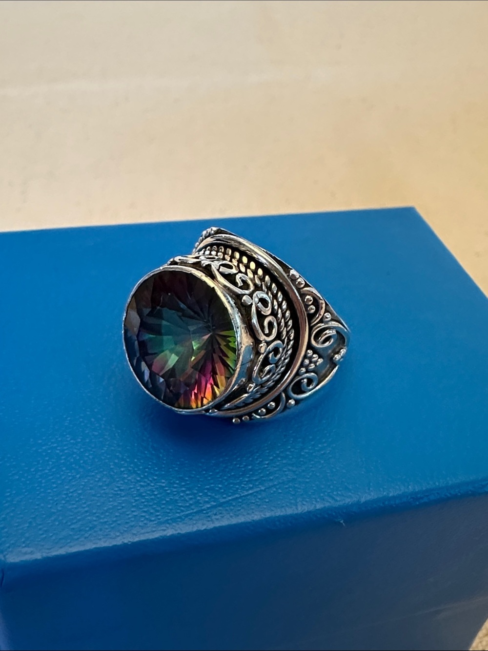 Mystic Rainbow Topaz Sterling Silver Ring